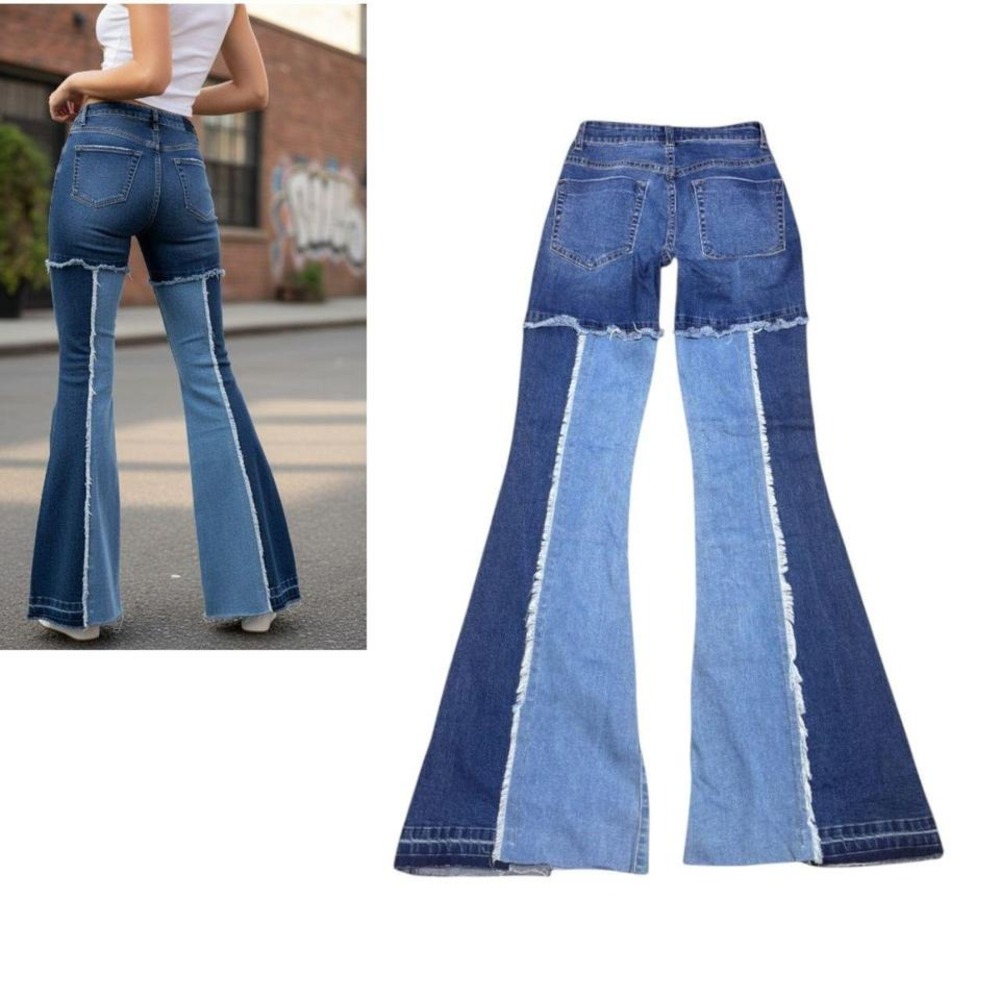 y2k Patchwork high waist flare jeans size 25 waist - Picture 4 of 6